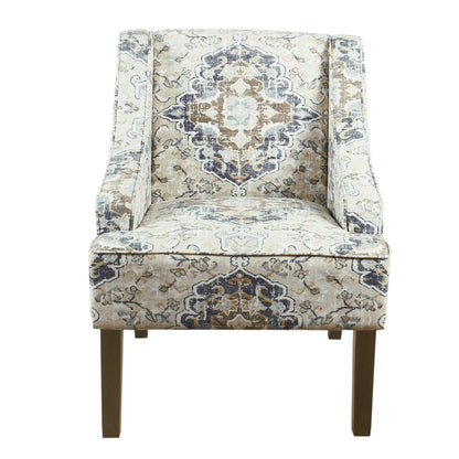 HomePop Classic Swoop Accent Chair - Blue and White Damask