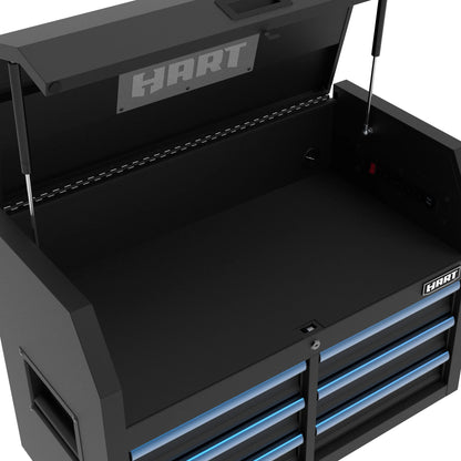 HART 36-Inch 5-Drawer Rolling Tool Cabinet with Wood Top, Locking Steel Garage Storage, Black