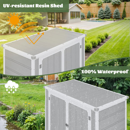 Enyopro 306Gal Outdoor Storage Shed, Horizontal Resin Shed, Resistant Tool Plastic Shed for Storage of Bike/Garbage Cans/Garden Tools/Lawn Mowers
