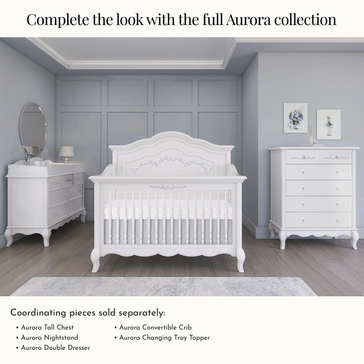Evolur Aurora 7-Drawer Double Dresser in Ivory Lace, Spacious Drawers
