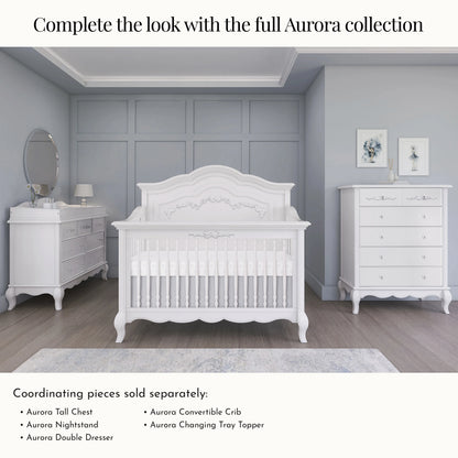 Evolur Aurora 7-Drawer Double Dresser in Ivory Lace, Spacious Drawers