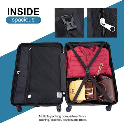 Tripcomp Luggage 3 Piece Set,Suitcase with Spinner Wheels Hardside Lightweight Luggage 20in24in28in.(Blue)