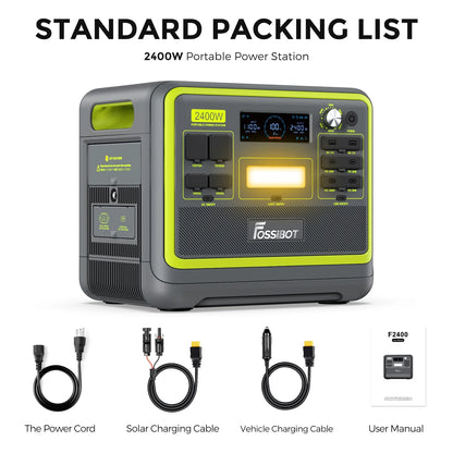 FOSSiBOT Portable Power Station FOSSiBOT 2400 2048Wh LiFePO4 Battery Solar Generator,2400W AC Output for Outdoor Camping,Home Backup,Emergency,RV