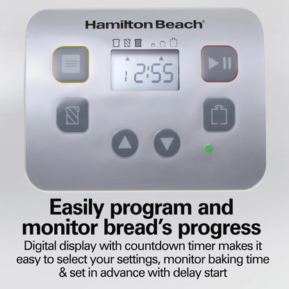 Hamilton Beach 2 lb Bread Maker Machine with 12 Settings Plus Gluten Free, White