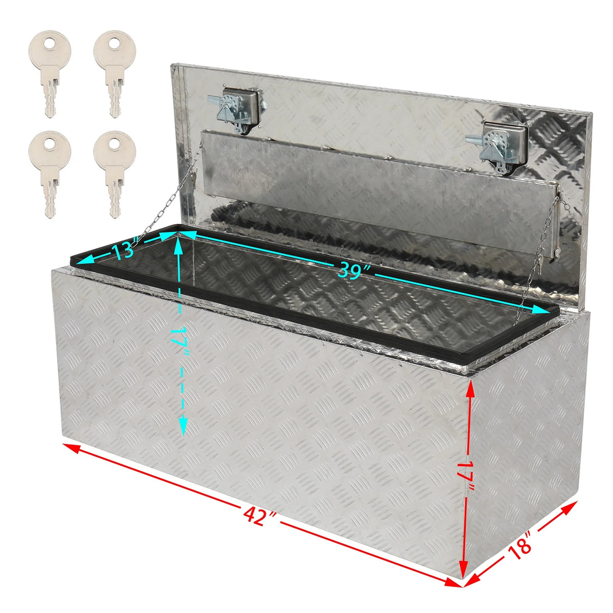 GZXS 36" Aluminum Storage Box Truck Underbody Toolbox Trailer RV Tool Heavy Duty Aluminum Tool RV ATV Trailer Storage Boxes W/Locks Keys Silver (36" x 18" x 17")