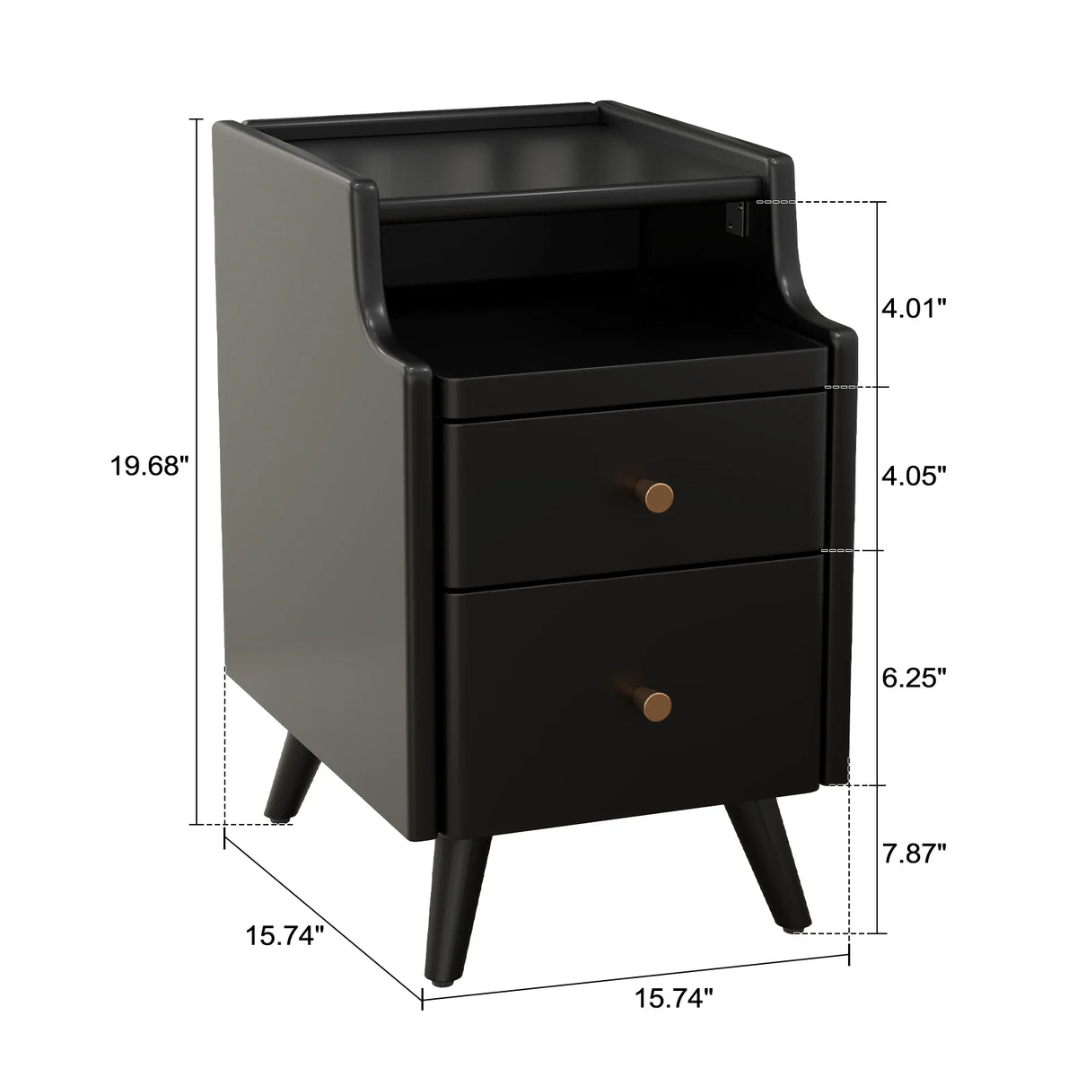 Small Nightstand,Solid Wood Nightstand with Drawers, Walnut Bedside Table for Bedroom