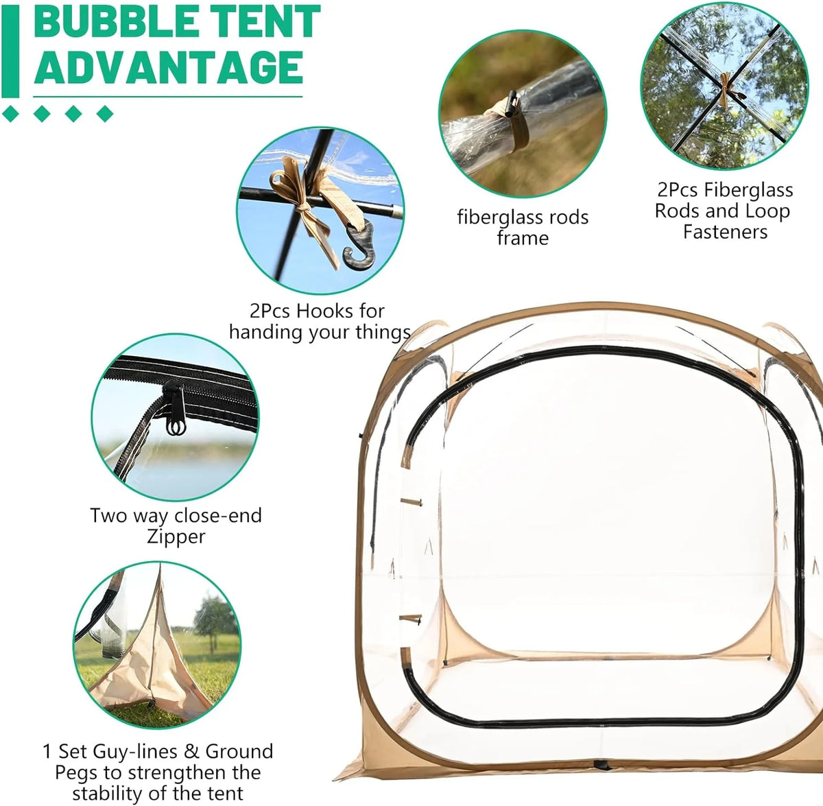 ABORON Sports Tent Pop Up Pod, Instant Weather Proof Pop Up Tent Shelter with Carry Bag, Clear View Bubble Tent for Watching Sports Events, Camping, Fishing, Portable & Foldable