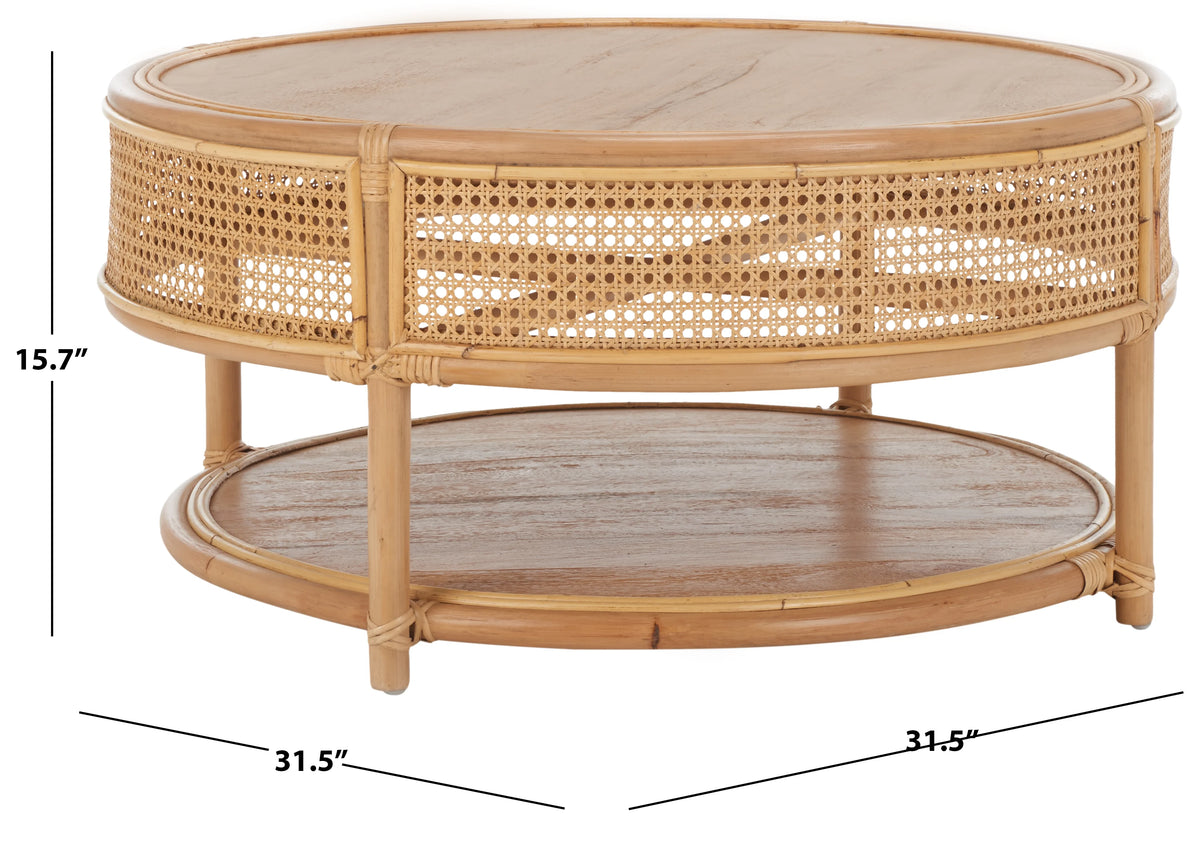 SAFAVIEH Modern Round Rattan Coffee Table, Natural