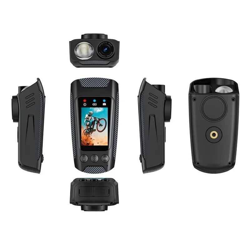 4K Motorcycle Camera with Light and Horn, Cycling Dash Cam with 6-Axis Stabilization, Night Vision, Waterproof, 128G Support