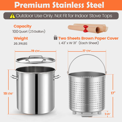64QT Stainless Steel Seafood Boil Pot with 200,000BTU Single Burner Propane Stove, Heavy Duty Propane Burner For Outdoor Cooking Turkey Fryer, Crawfish Boil, Homebrewing