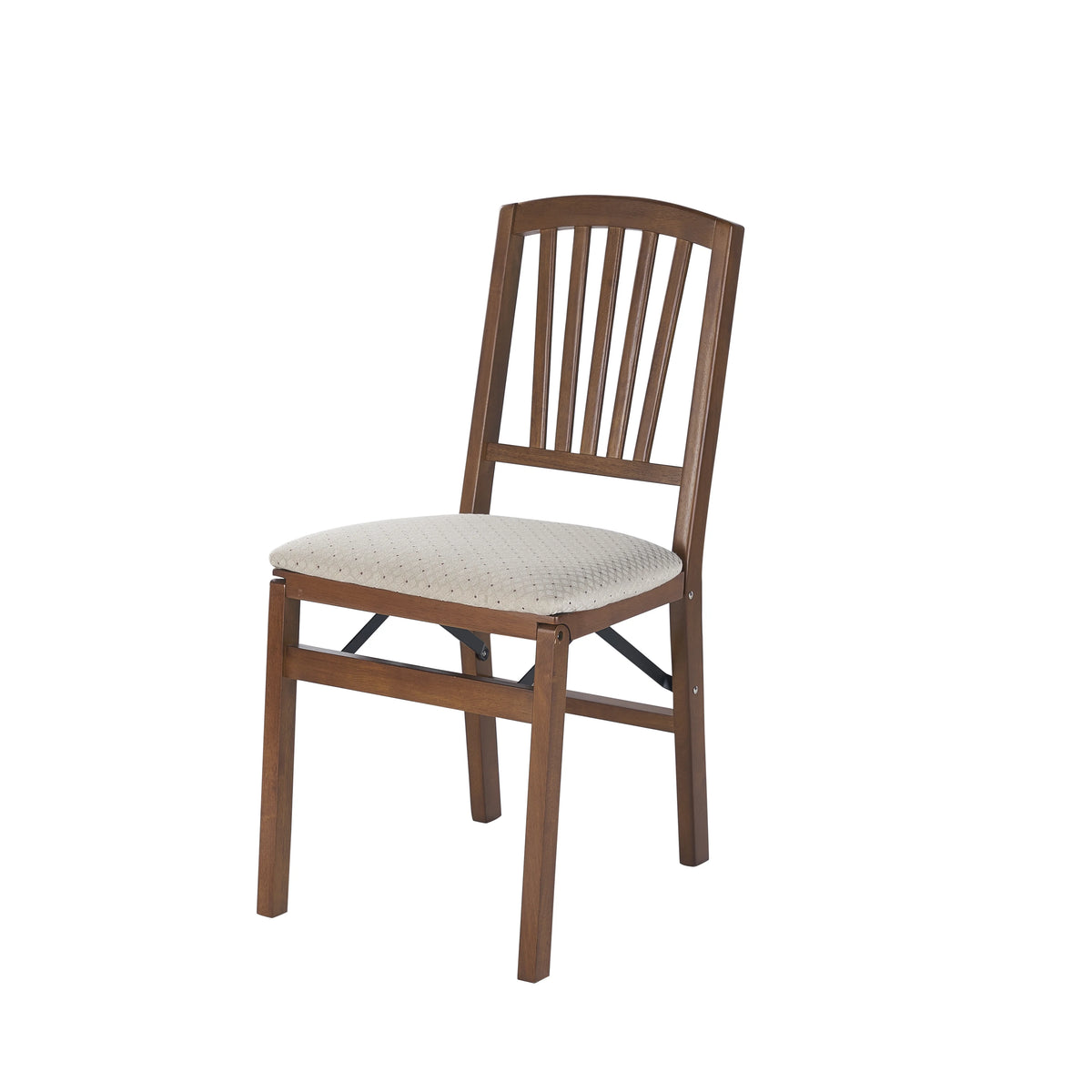 Mission Fusion Folding Chair (Set of 2)- Blush Fabric and Fruitwood