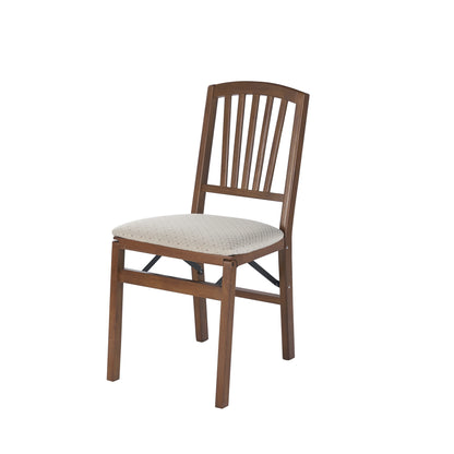 Mission Fusion Folding Chair (Set of 2)- Blush Fabric and Fruitwood