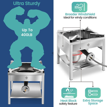 100QT Stainless Steel Seafood Boil Pot with 200,000BTU Propane Burner, w/Basket for Outdoor Deep Fryer, Large Cooking Pot for Turkey Fryer, Crab, Crawfish, Shrimp, Lobster Boiling Stock Pot