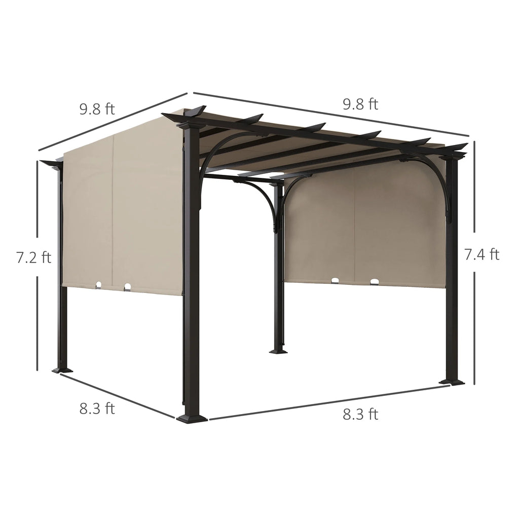 Outsunny 10' x 10' Steel Patio Pergola with Canopy Beige