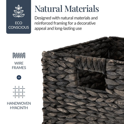 Best Choice Products 12x12in Hyacinth Baskets, Set of 5 Multipurpose Collapsible Organizers w/ Inserts - Natural