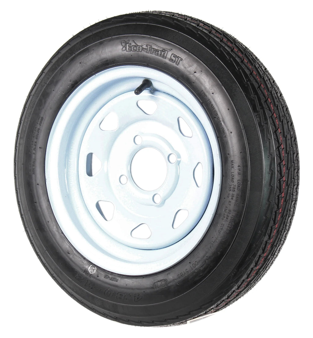 eCustomrim 2-Pack Trailer Tires On Rims 4.80-12 480-12 4.80 x 12 Load B 4 Lug White Wheel