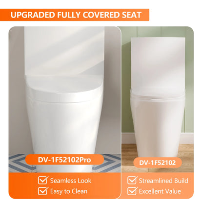 DeerValley One Piece Modern Toilet, Elongated Dual Flush Standard White Toilet With Comfort ADA Seat Height(Seat Included) DV-1F52102Pro