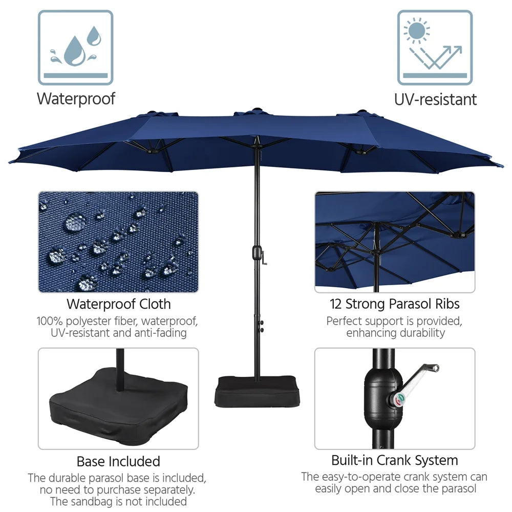 Topeakmart 13ft Patio Parasol Canopy with Crank, Tan