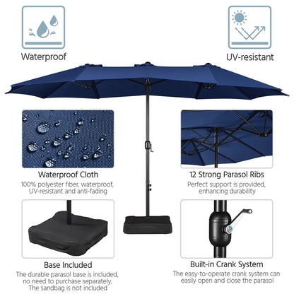 Topeakmart 13ft Patio Parasol Canopy with Crank, Tan