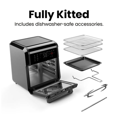 Chefman Multifunctional Digital 10 Qt. Air Fryer+ Rotisserie, Fry, Roast & Bake, 17 Presets - Black