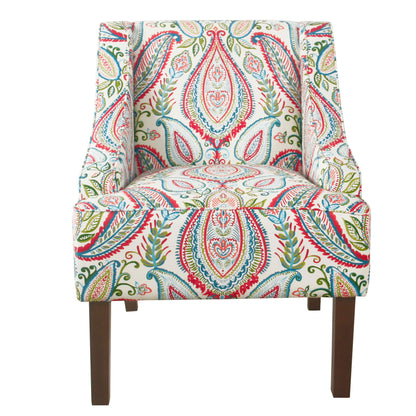 HomePop Classic Swoop Accent Chair - Blue and White Damask