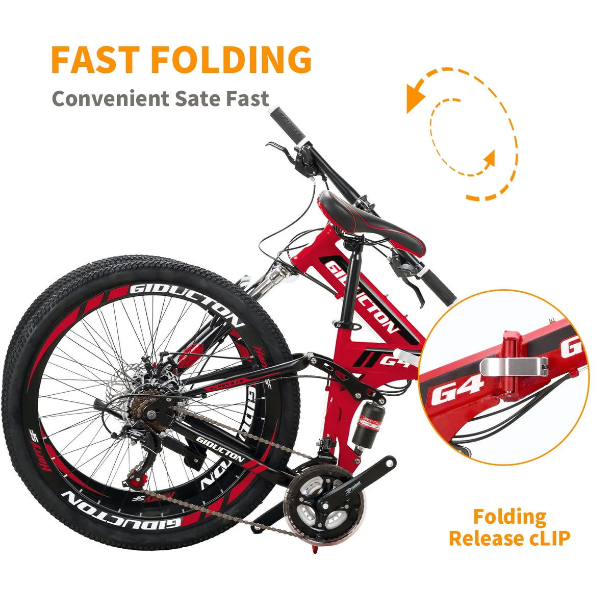26”Full Suspension Folding Mountain Bike 21 Speed 17" Foldable Frame Bicycle Men or Women MTB for Afult Blue