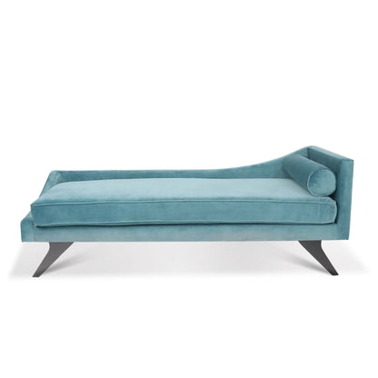 Chaise Lounge Sofa Chair, Right Square Arm Reclining Chaise, Indoor Upholstered Sleeper Sofa with Pillow and Wood Legs, Modern Accent Chaise Chair for Living Room Bedroom Office, Green