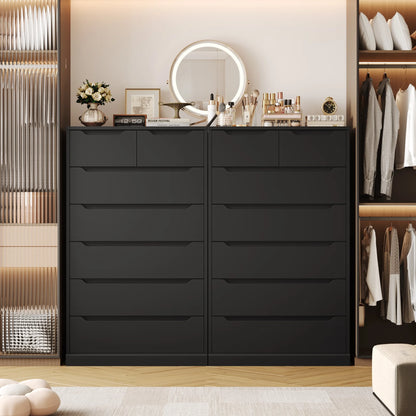 Homfa 7 Drawer White Dresser, 51.3"H Wood Storage Cabinet with Upgraded Stable Base, Vertical Chest for Bedroom Living Room