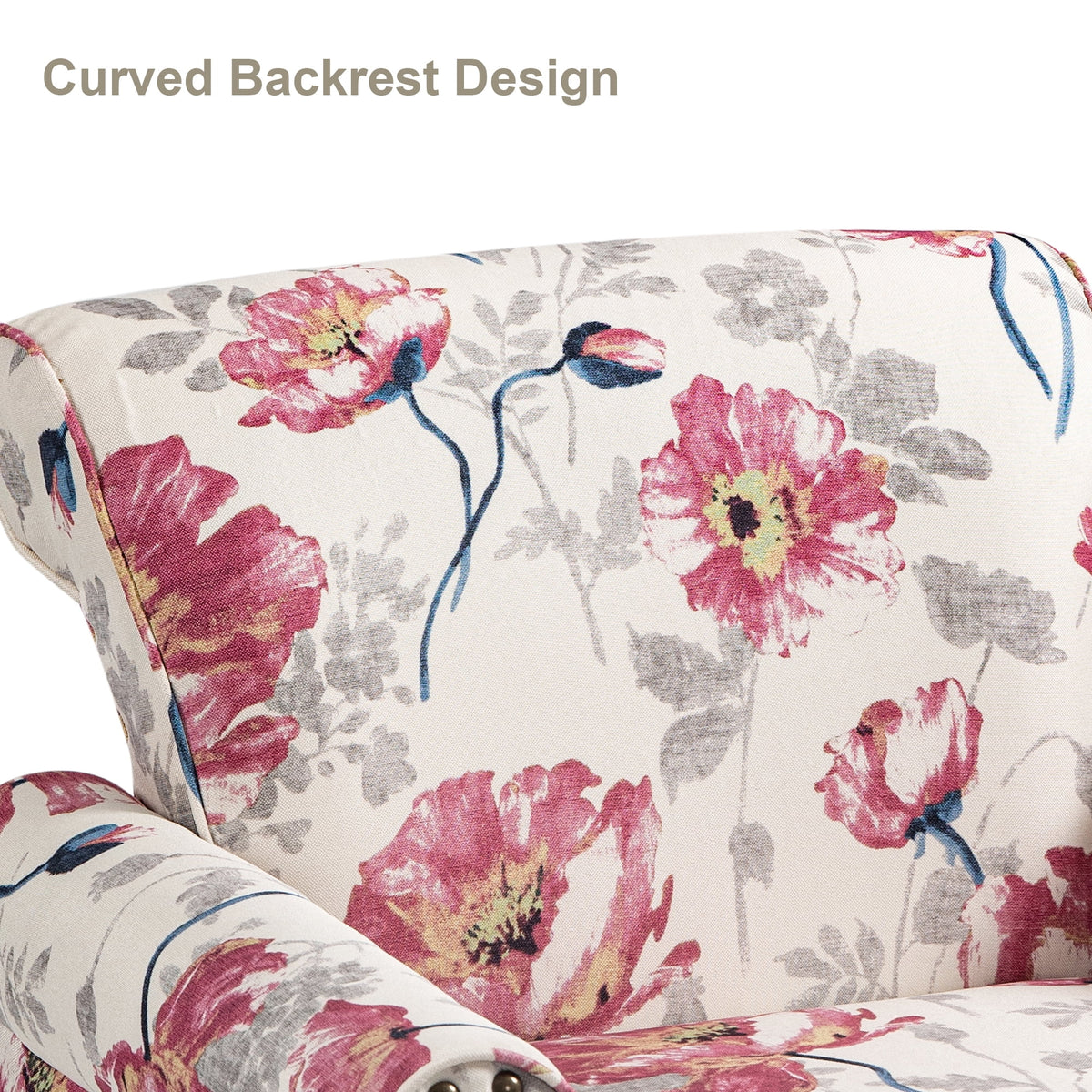 DREAMSIDEA Accent Chairs Upholstered Pattern Morden Armchair Comfy Linen Fabric Single Sofa for Living Room, Pattern White