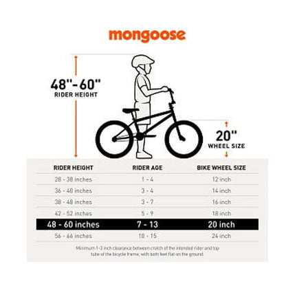 Mongoose Rebel X1 BMX Bike, 20-in. Wheels, Kids Ages 7-14 Years, Gray Child Bicycle