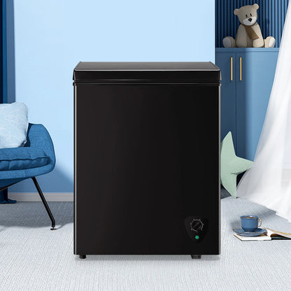 3.6 Cu.ft Chest Mini Freezer with Wheels Deep Freezer for Bulk Storage Top Open Door 2 Removable Baskets 7 Modes Temperature for Home Apartment Kitchen Black