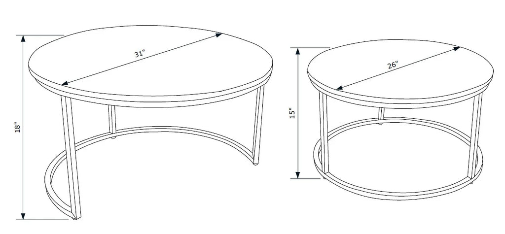 Darden Bohemian Nesting Coffee Tables, Set of 2, Black/Brown