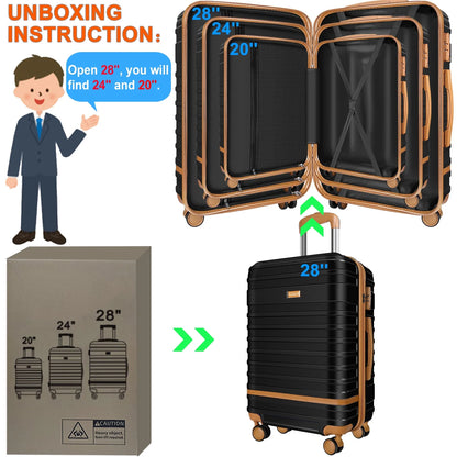 5 Piece Luggage Sets  and Travel Duffel Bag, ABS Hardshell Hardside Checked Luggage with TSA Lock and Double Spinner Wheels Suitcase, Deep Blue