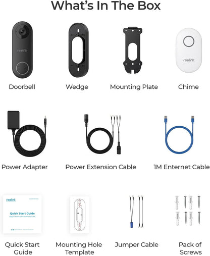 Reolink 2K 5MP Video Doorbell Camera 5G Wifi Security Home Doorbell Chime, Person &Package Detection