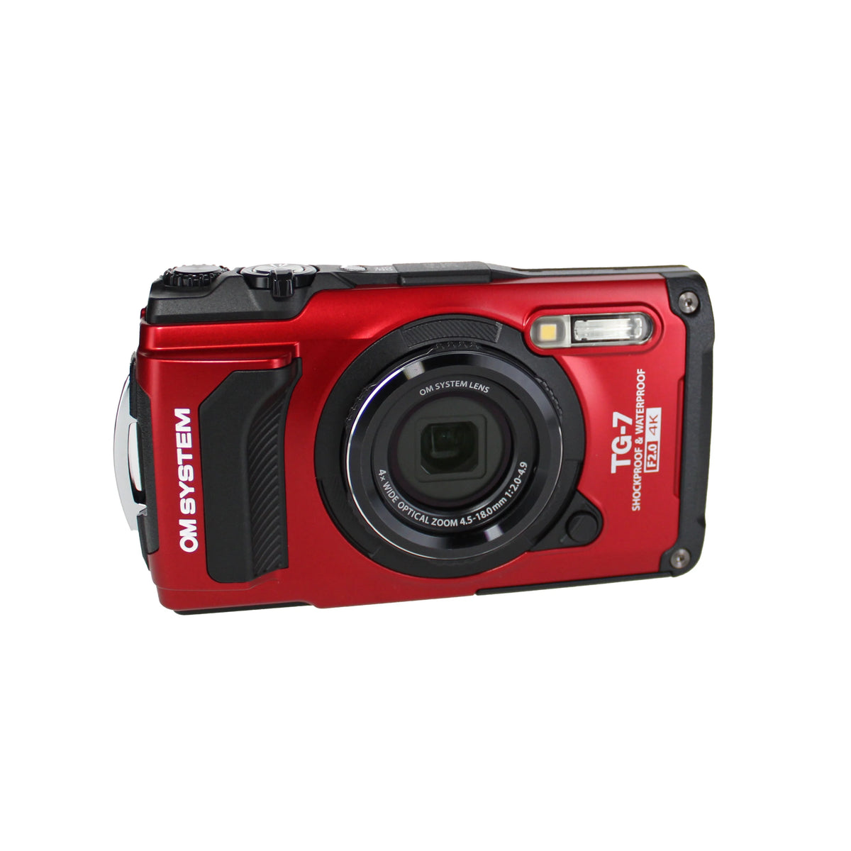 OM SYSTEM Tough TG-7 Red Underwater Camera, 44x Macro Shooting, 12MP, Float Strap, 64GB Card