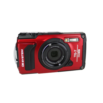 OM SYSTEM Tough TG-7 Red Underwater Camera, 44x Macro Shooting, 12MP, Float Strap, 64GB Card