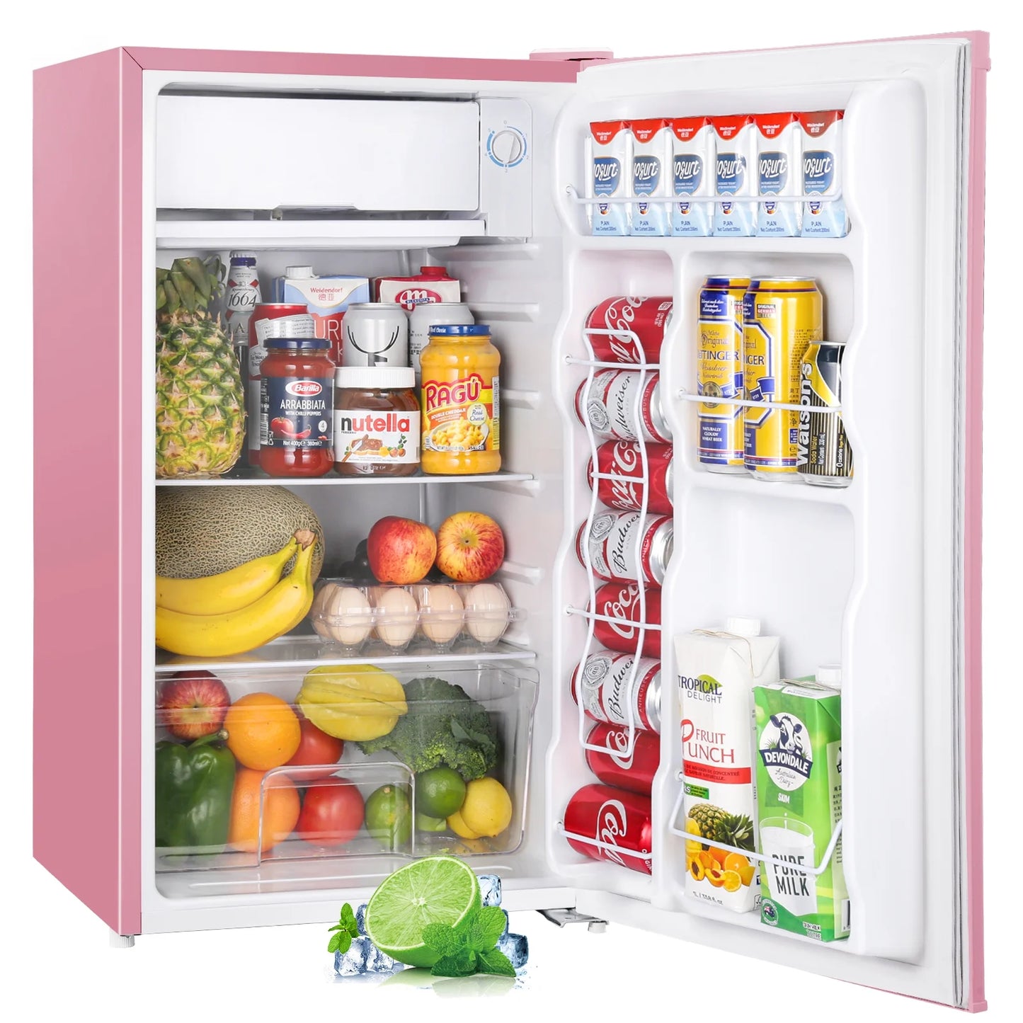 Upstreman 3.2 Cu.Ft. Mini Fridge with Freezer Single Door Small Refrigerator Adjustable Thermostat Compact Fridge with Reversible Door, Low Noise, BR321 Black