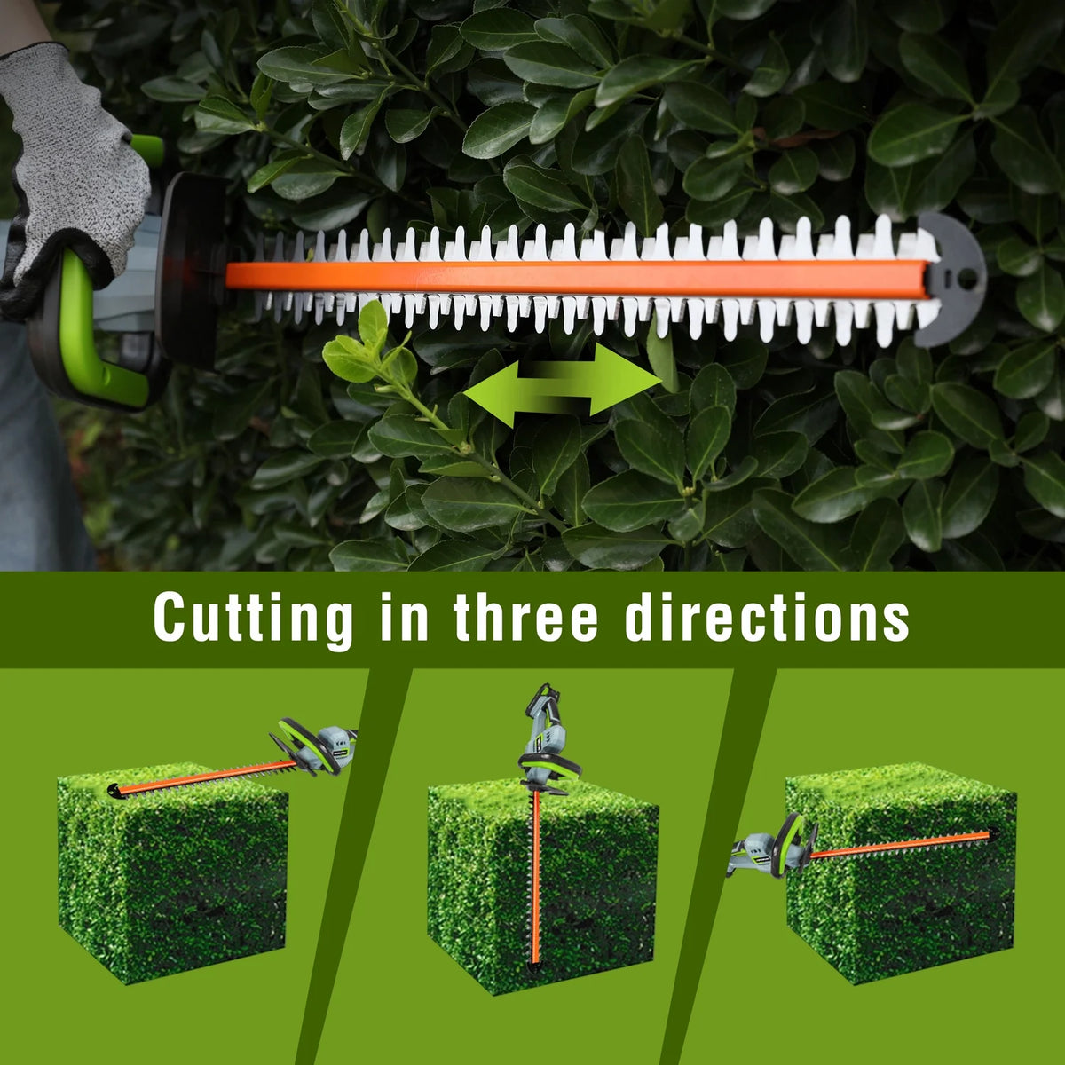 WORKPRO 20V Cordless Hedge Trimmer, 20" Dual Action Blades Electric Hedge Trimmer, with Battery and Charger