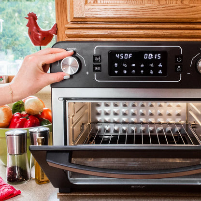 Deco Chef 24QT Stainless Steel Countertop Toaster Air Fryer Oven with Accessories (Black) + Bonus Deco Chef Gourmet 12 Piece Stainless Steel Knife Set with Storage Block