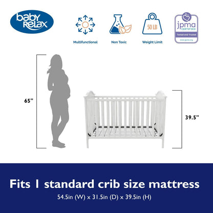 Baby Relax Adele 3-in-1 Convertible Crib. White
