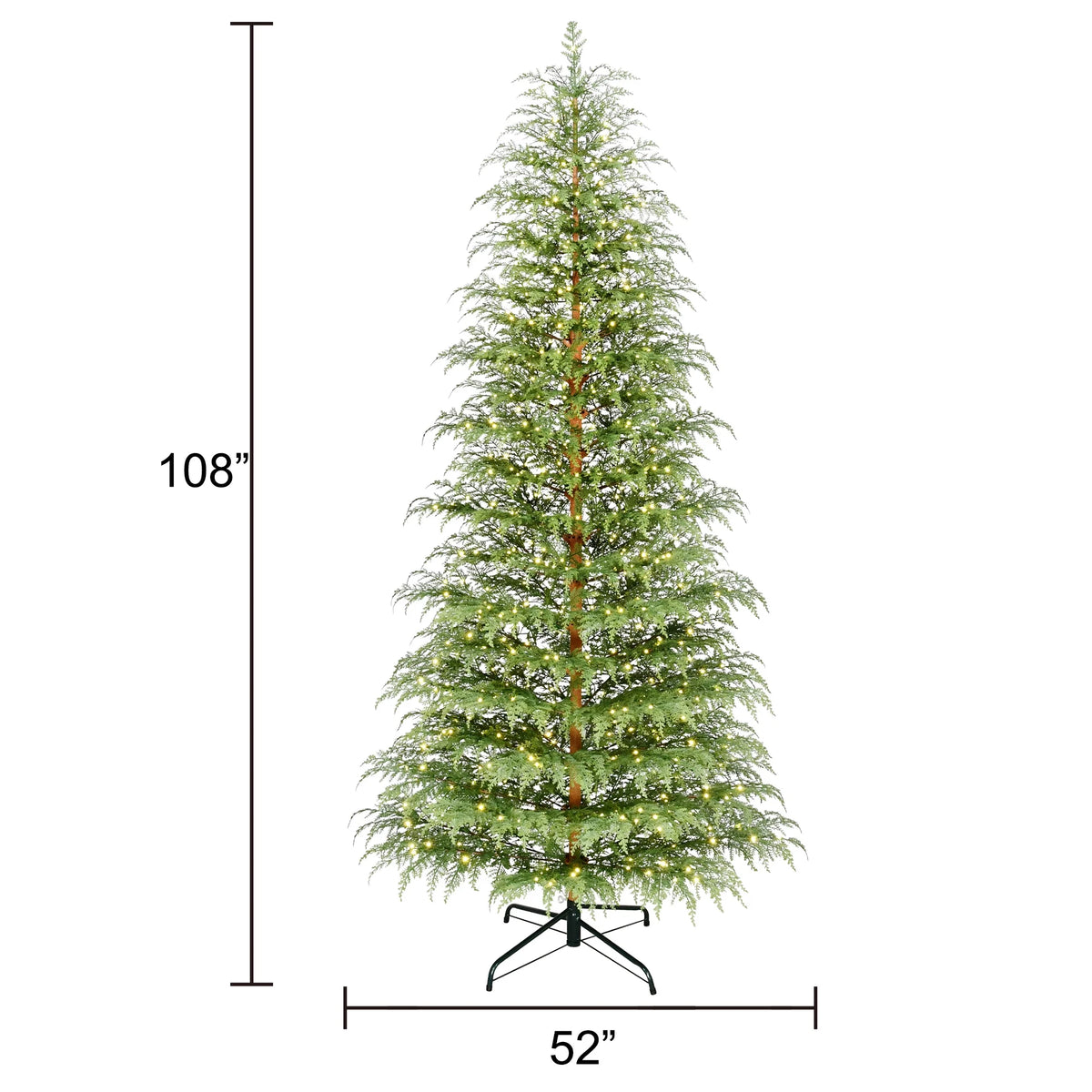 9' Pre-Lit Green Cypress Artificial Christmas Tree with 600 Warm White Twinkle LED Lights, by My Texas House