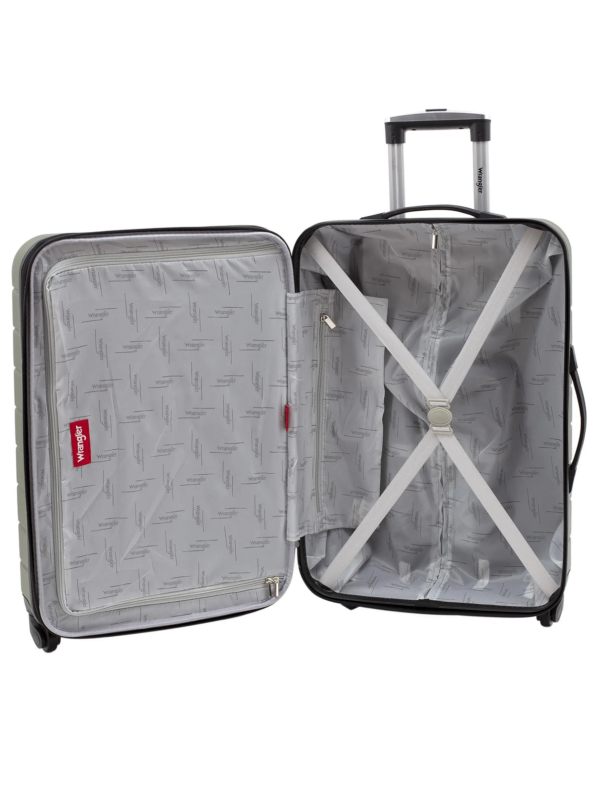 Wrangler 3 Piece Luggage Set with Cup Holder and USB Port, Olive Green