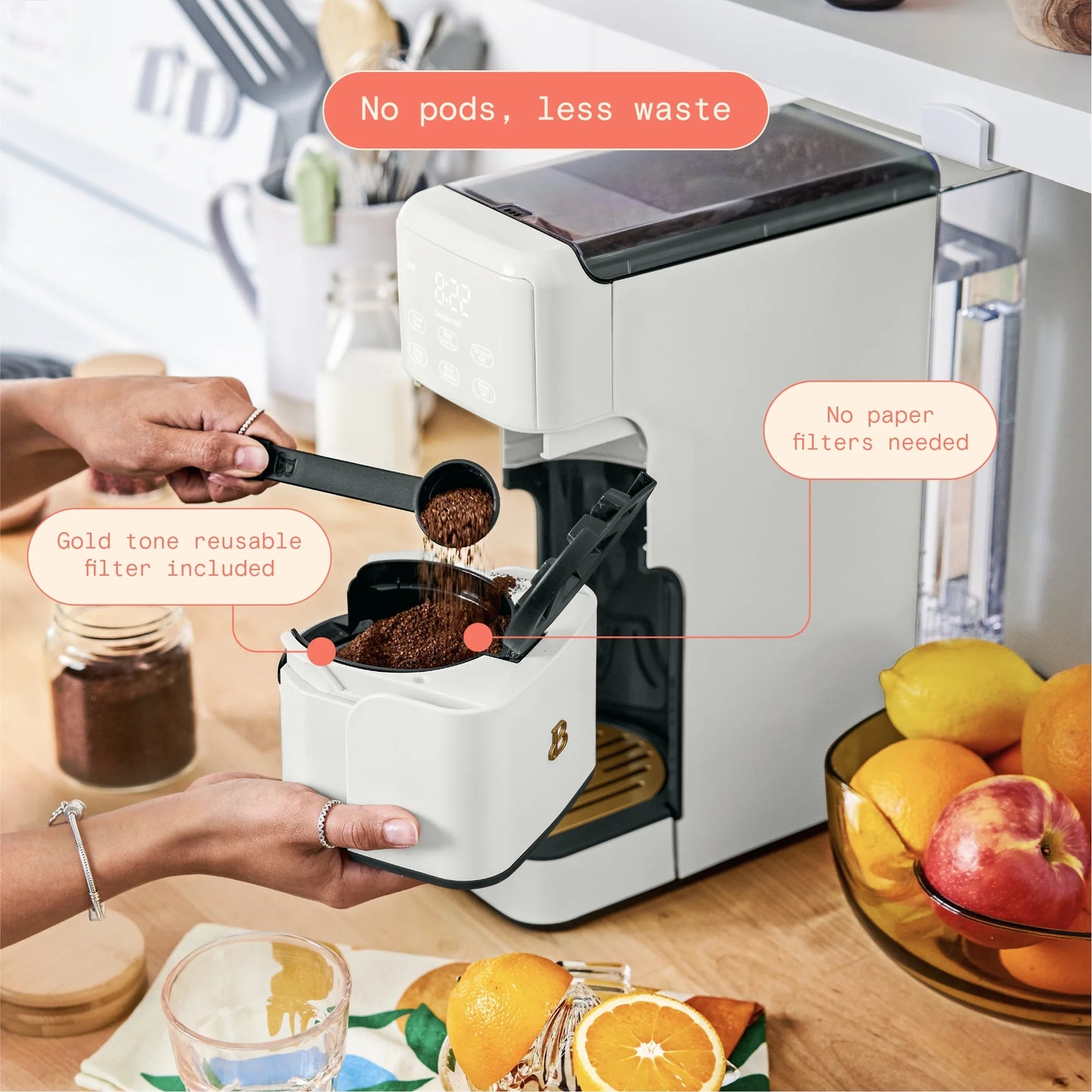 Beautiful Perfect Grind�?Programmable Single Serve Coffee Maker, White Icing by Drew Barrymore