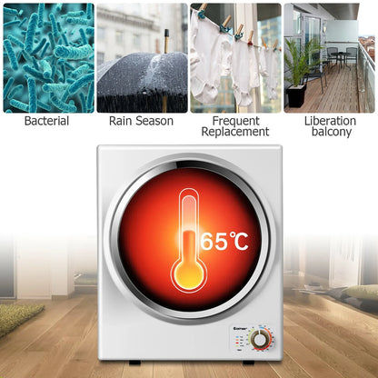 Costway Electric Tumble Compact Cloth Dryer Stainless Steel Wall Mounted 1.5 cu .ft.