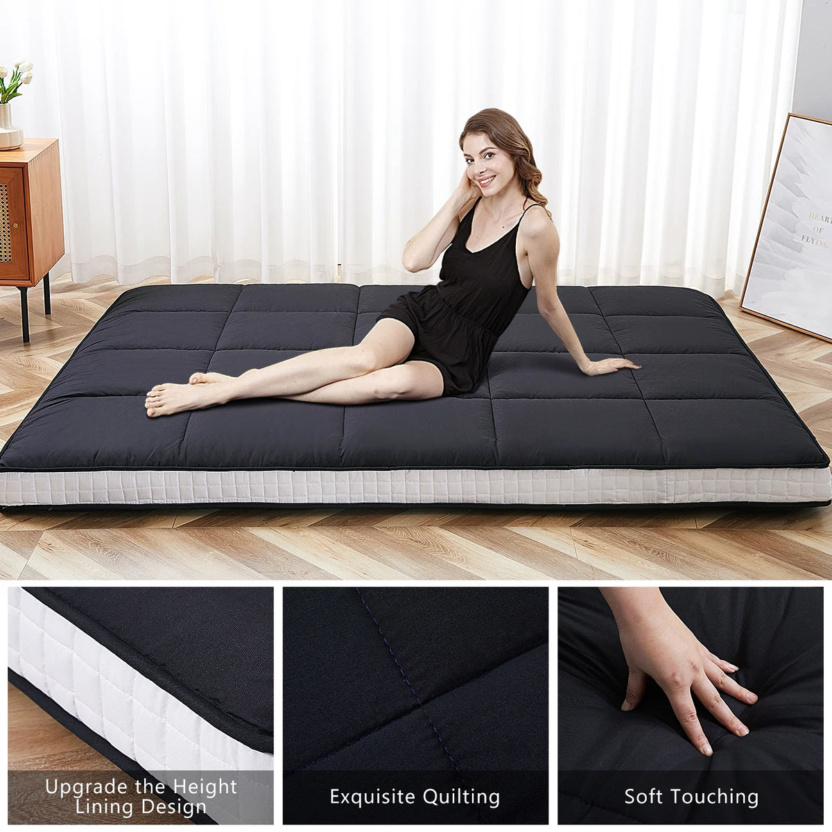 Slsy Futon Mattress 4" Soft and Supportive Twin Mattress Pad with Storage Bag