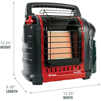 Portable Buddy Heater MH9BX - Indoor-Safe Propane Heater 4,000-9,000 BTU, Compact & Reliable for Campers & Workshops (Red/Black)