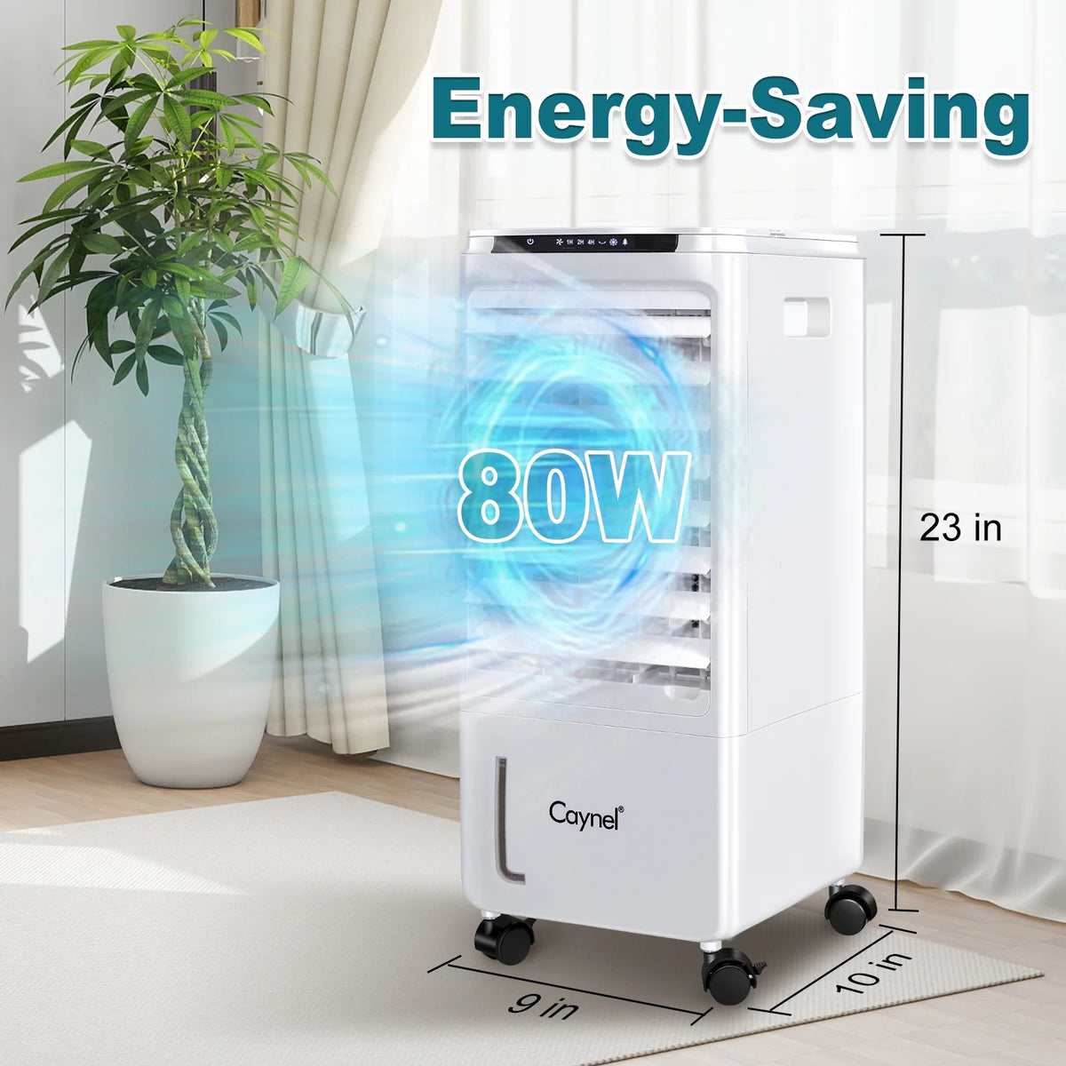 CAYNEL Evaporative Air Cooler, Portable Air Conditioners w/7H Timer for Auto-Off,1.85-Gal Tank Windowless Air Conditioner,Swamp Cooler Air Conditioner for Room Bedroom Outdoor Indoor