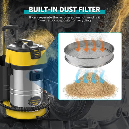 AUTOOL HTS558 Walnut Sand Carbon Deposition Clean Machine Walnut Shell Media Powder Sandblasting Machine Automotive Engine Intake Pipe Valve De-Carbon Cleaning Machine for Rust Grime Paint Removing