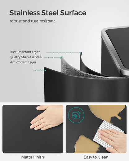 16 Gallon Dual Trash Can, Rubbish Bin and 15 Trash Bags, Metal, Almond Color