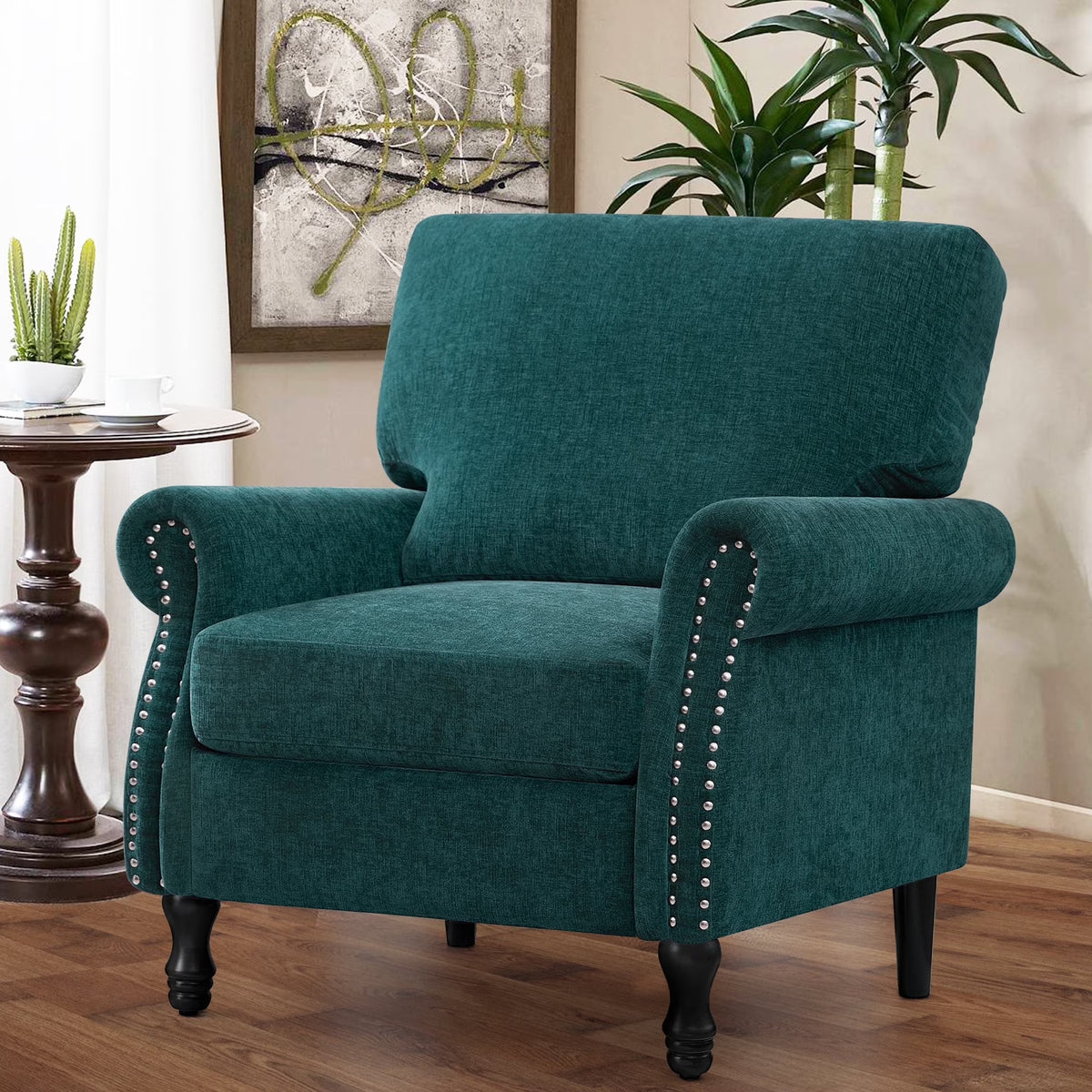 COOLHUT Modern Accent Chair Armchair, Linen Fabric Upholstered Comfy Single Sofa with Solid Wood Frame for Living Room, Gray